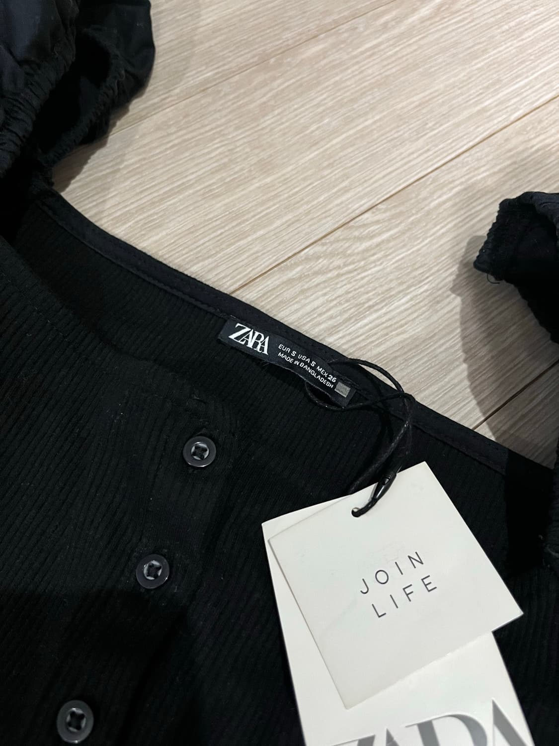 Zara 퍼프 슬리브 탑 블랙 상품이미지7