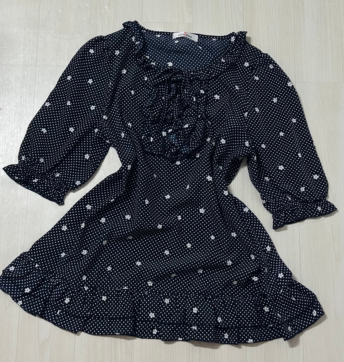 모리걸 도트 플라워 패턴 쉬폰 블라우스  상품이미지1