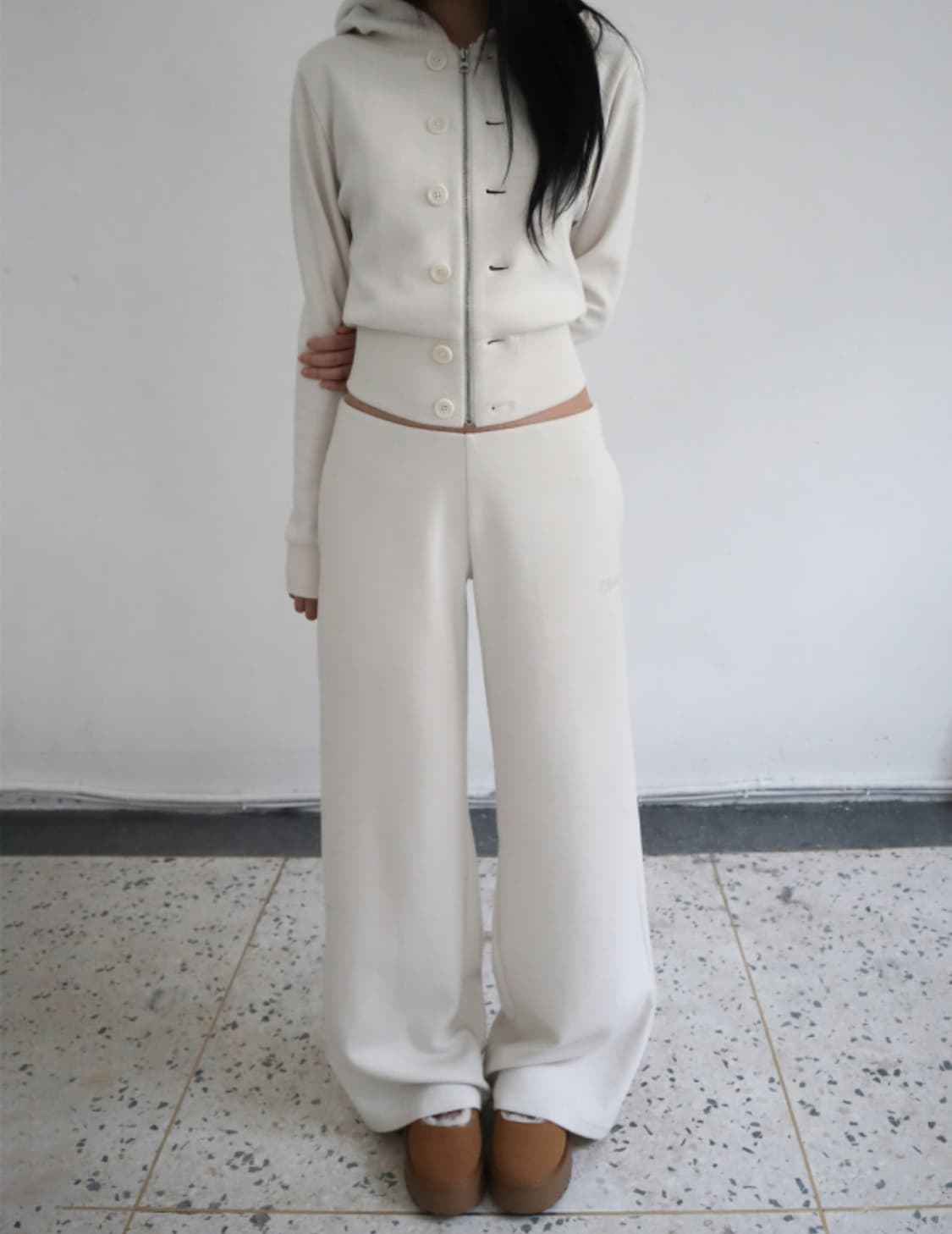 클라따 로우 트레이닝 팬츠 크림  상품이미지1