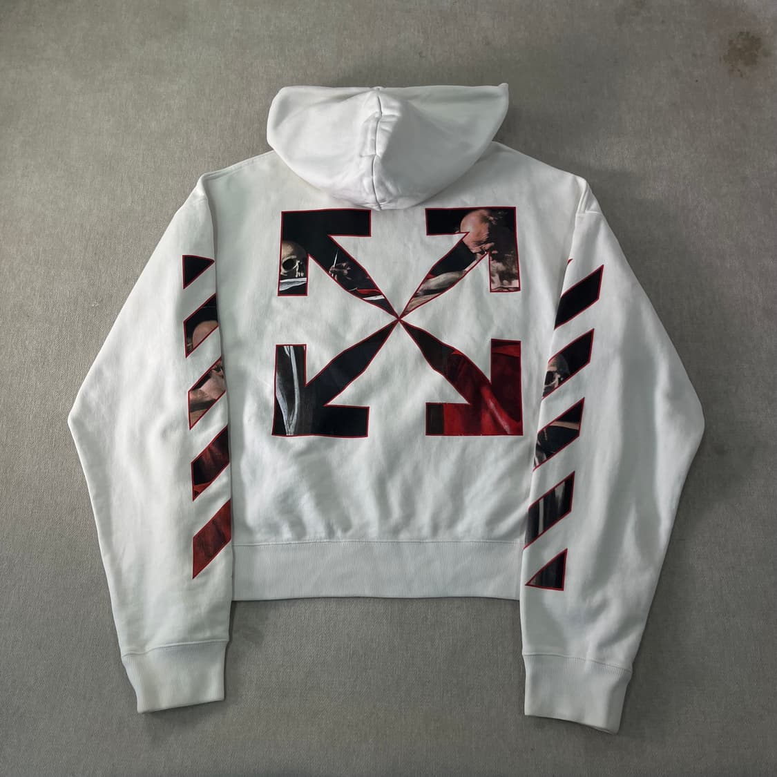 105 오프화이트 카라비지오 프린트 화이트 후드티 상품이미지2