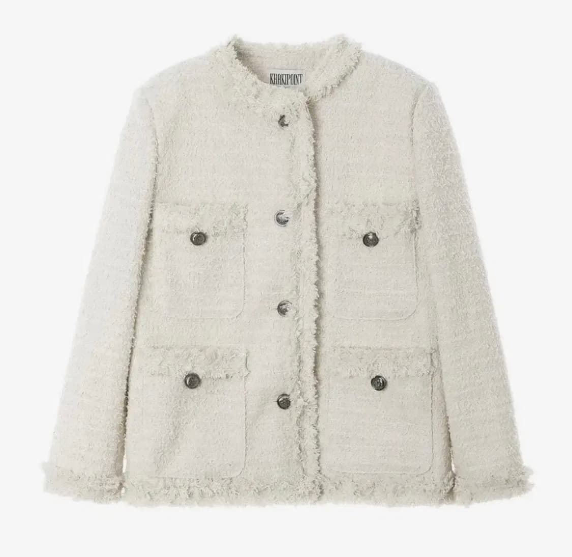 새상품) 카키포인트 앤틱 롱 트위드 자켓 블랙&화이트 상품이미지2