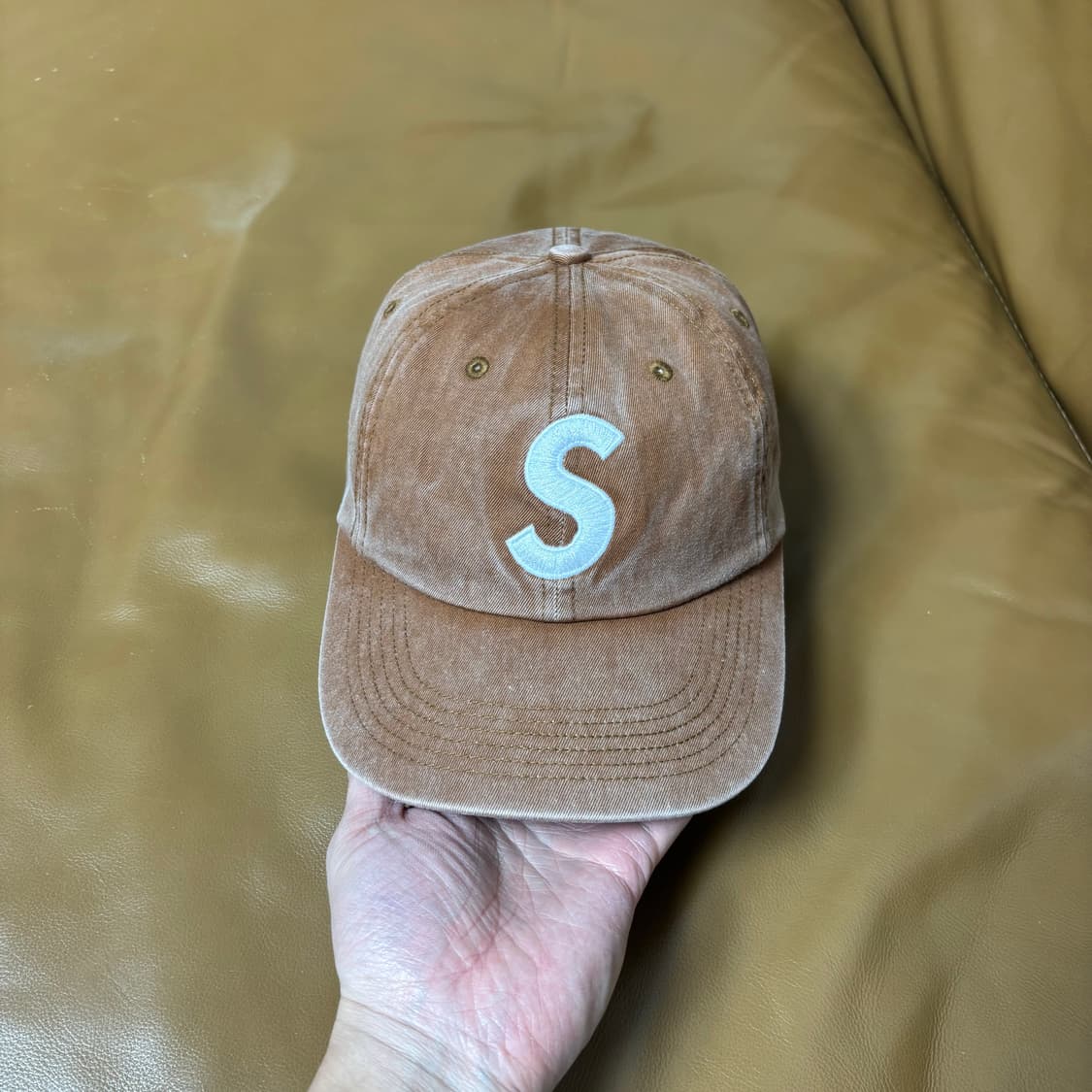 슈프림 S로고 6패널 볼캡 모자 피그먼트 탄 상품이미지2