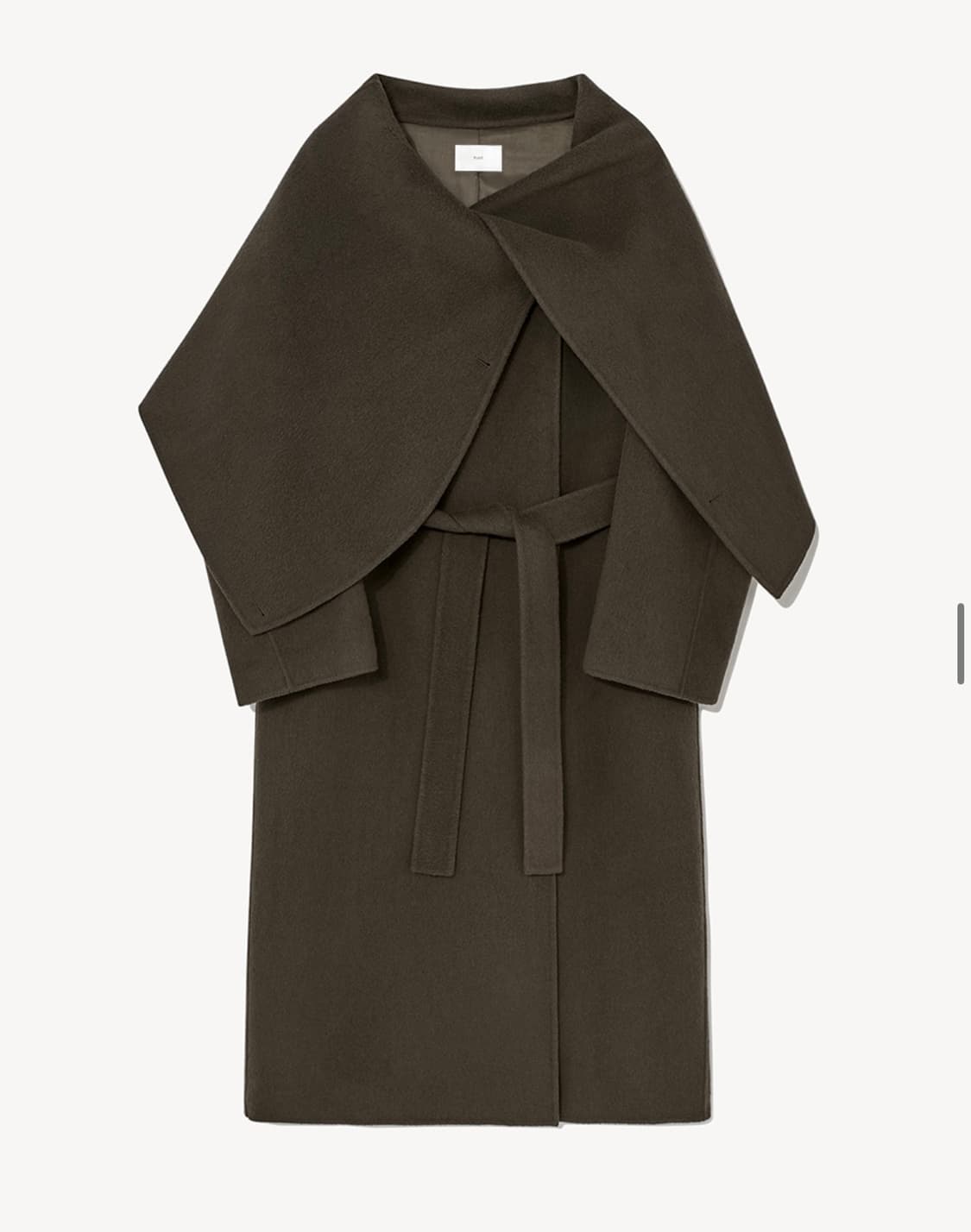 리디피 울 100 드레이프 숄 칼라 롱코트 카키 상품이미지5