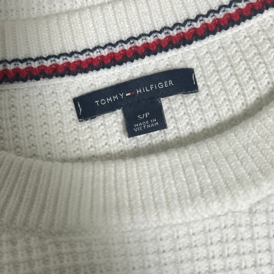 타미힐피거 빅로고 와플 플래그 니트 화이트 S  상품이미지6