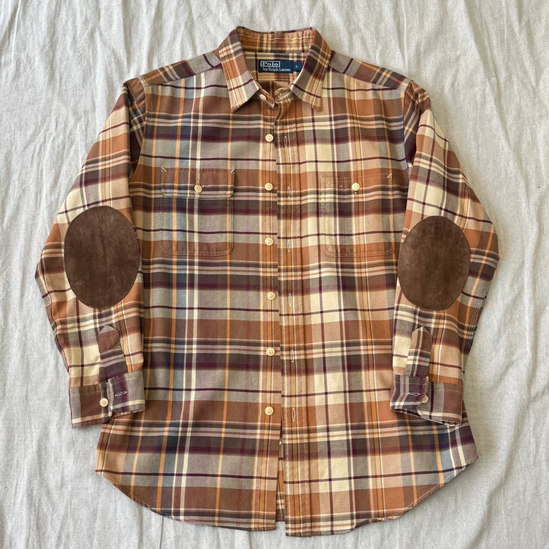 폴로랄프로렌 암패치 브라운 체크셔츠 L 상품이미지1