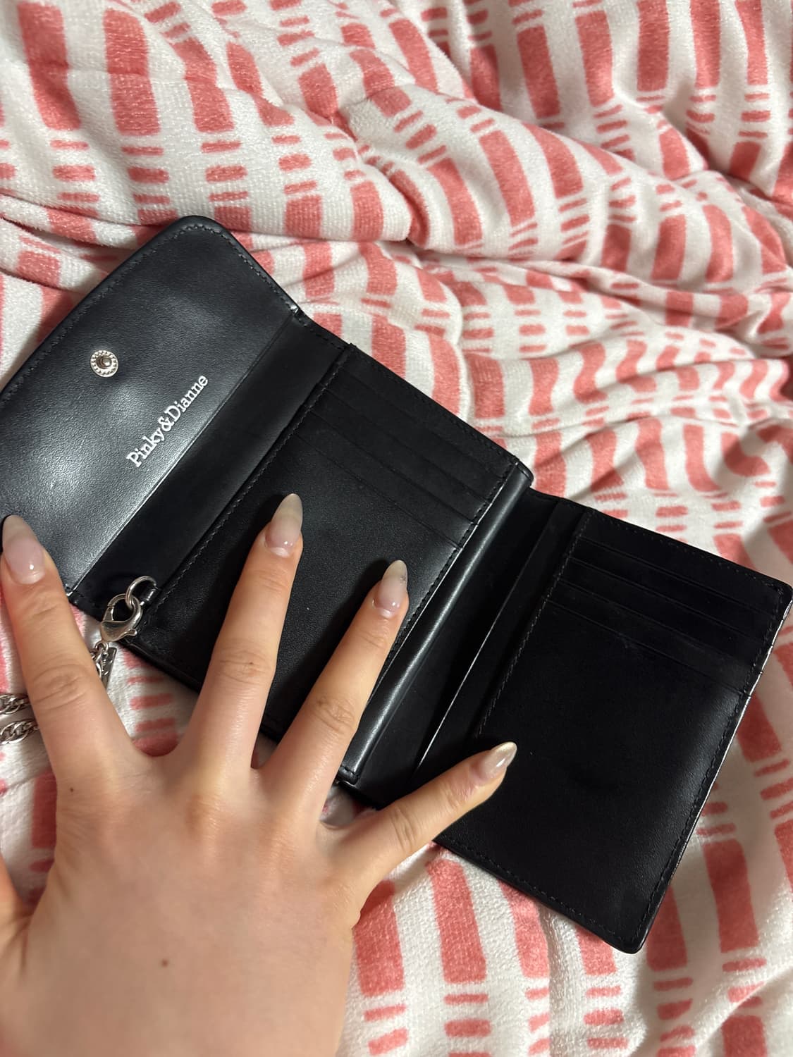 Pinky&Dianne 핑키앤다이안 블랙 송치 큐빅 반지갑 갸루 상품이미지2