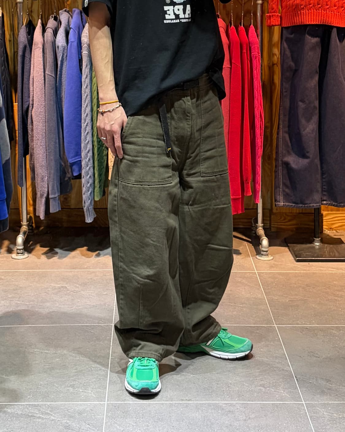 36in Lee 리 USA 벨티드 퍼티그 절개 카키 코튼팬츠 상품이미지1