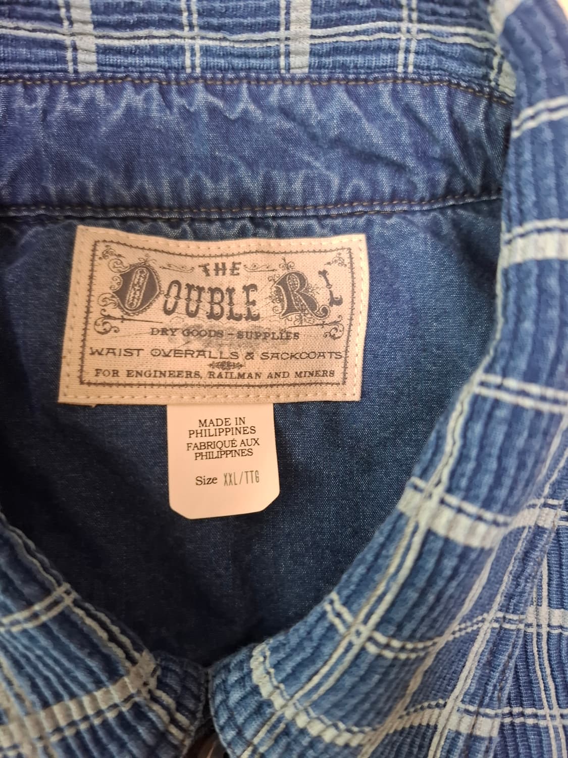 2XL RRL 인디고 체크 워크 셔츠 상품이미지3