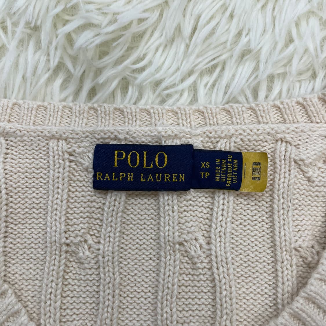 폴로 랄프로렌 포니 로고 케이블 브이넥 니트 베이지 상품이미지4