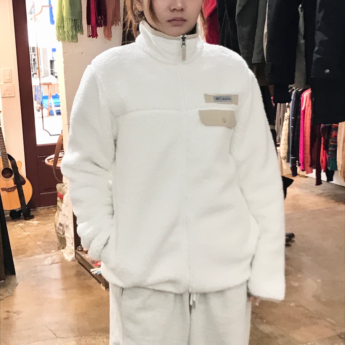 컬럼비아 크림 아이보리 집업 후리스 남성 105 사이즈  상품이미지5