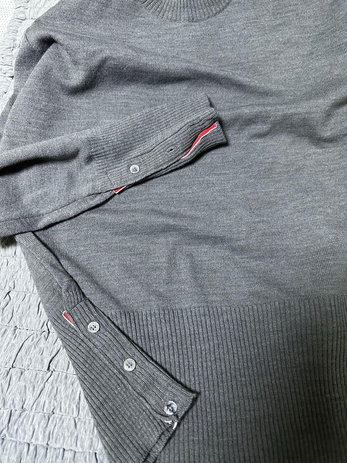 톰브라운 회색 니트 가디건 삼선 상품이미지3