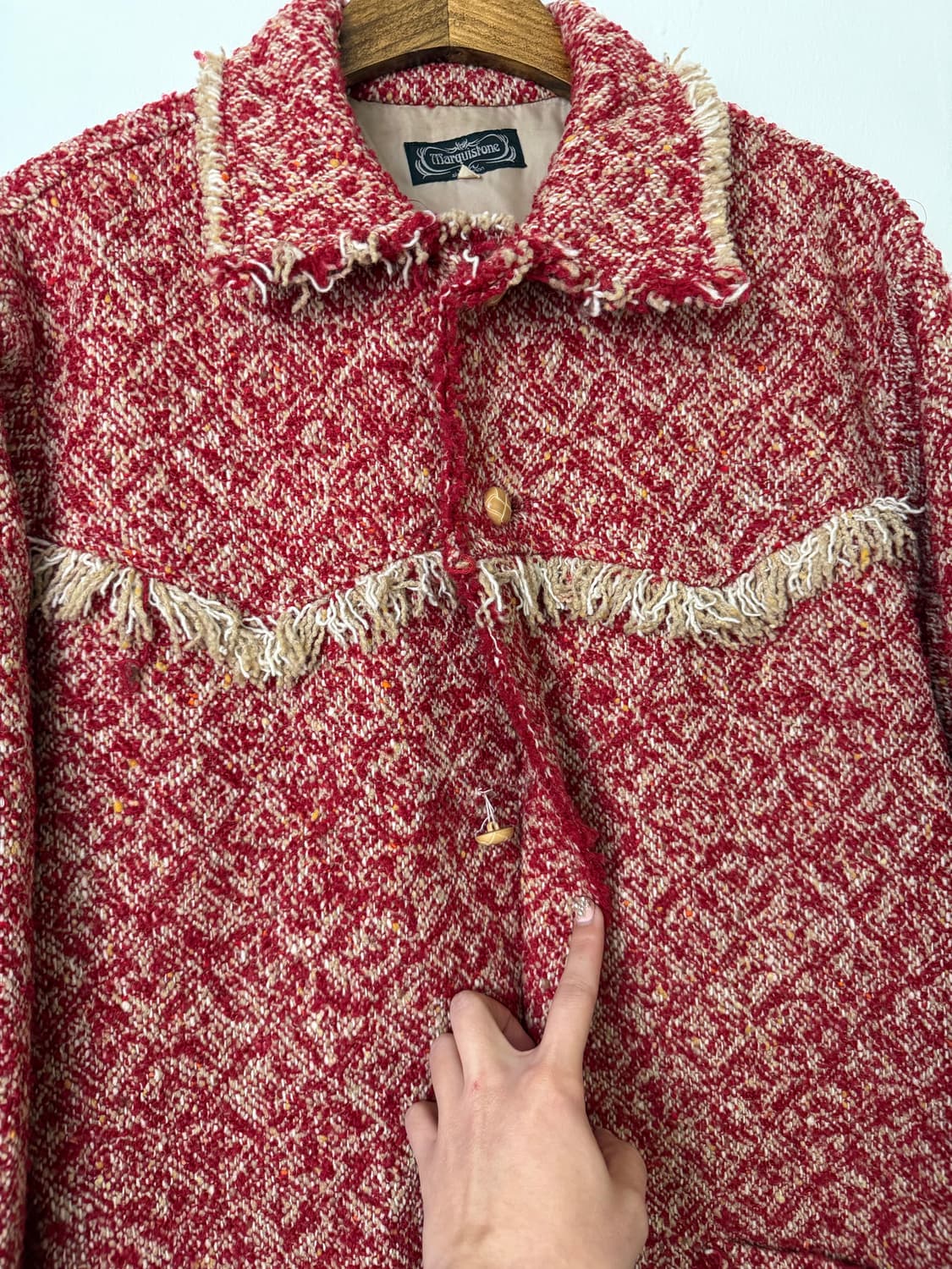 marquistone by 로얄플래시 프린지 트위드 코트 상품이미지4