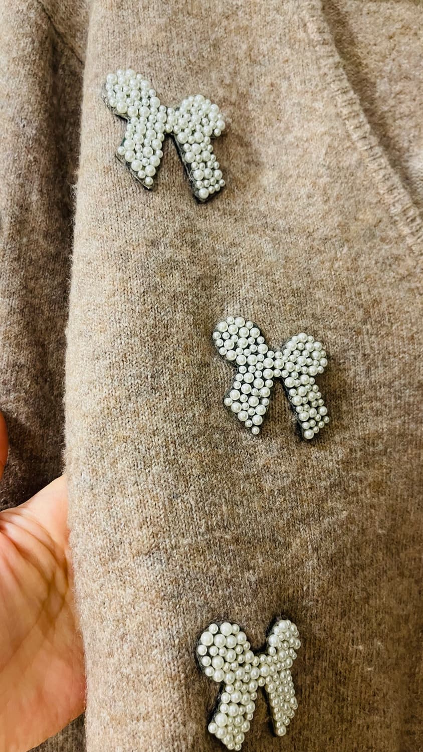 자라 진주 리본 오브제 브이넥 울 니트 정가 9만원대 상품이미지5