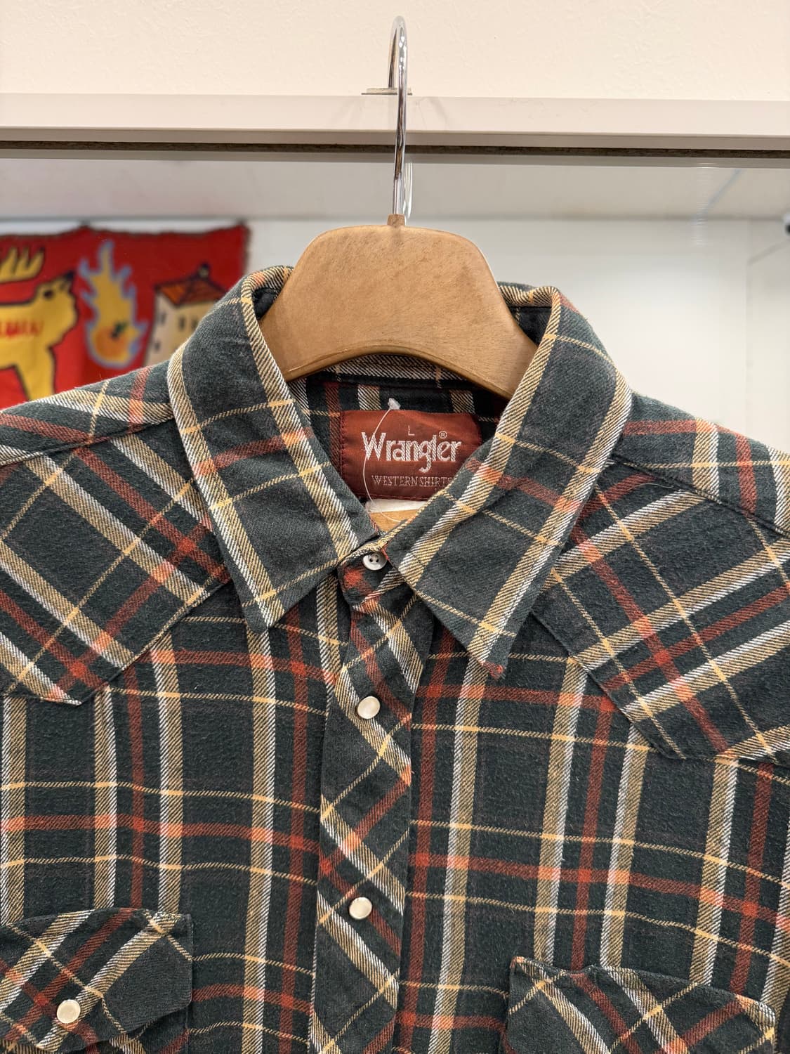 90s Wrangler 랭글러 플란넬 체크 웨스턴 셔츠 상품이미지3