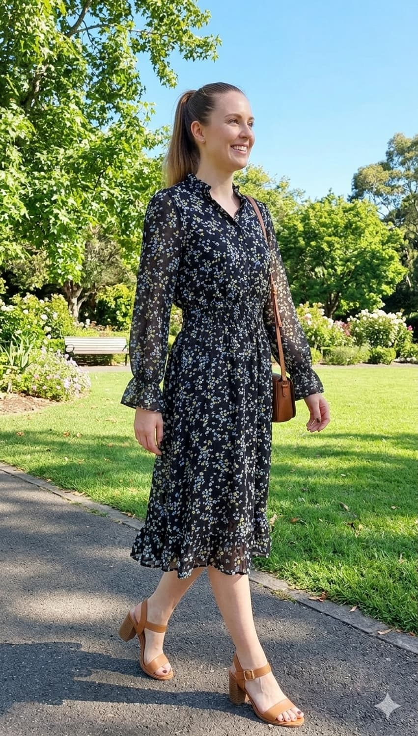 [FREE] 센스오브플레이스 어반리서치 플라워 셔링 롱 원피스 상품이미지1