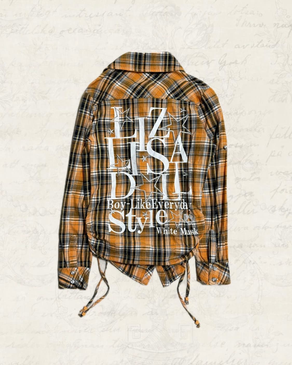 빈티지 리즈리사돌 딱붙 체크 셔링 셔츠 갸루 y2k 펑크 상품이미지1