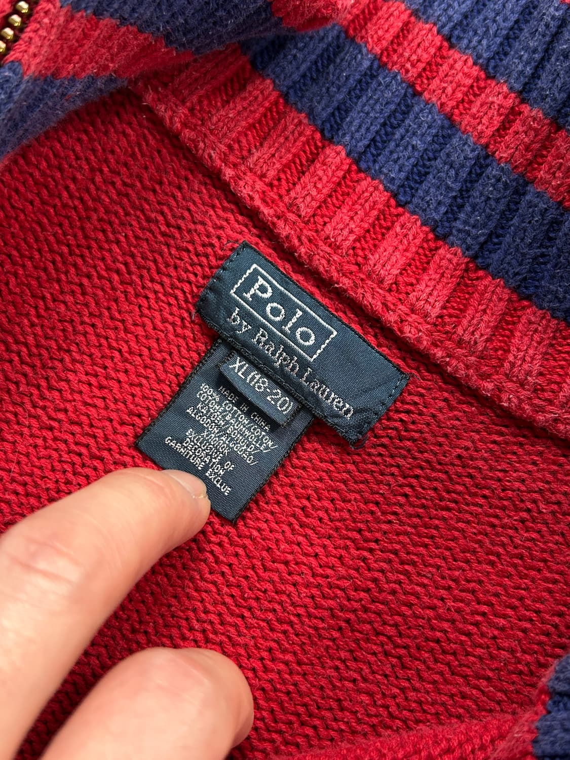 폴로 랄프로렌 빅포니 레드 하프 니트집업 XL  상품이미지8