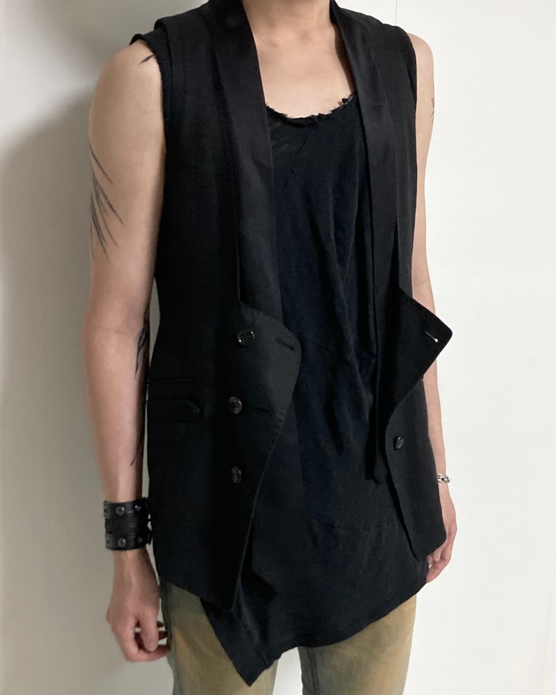 Obzee Long Tail Double-Breasted Vest 상품이미지2