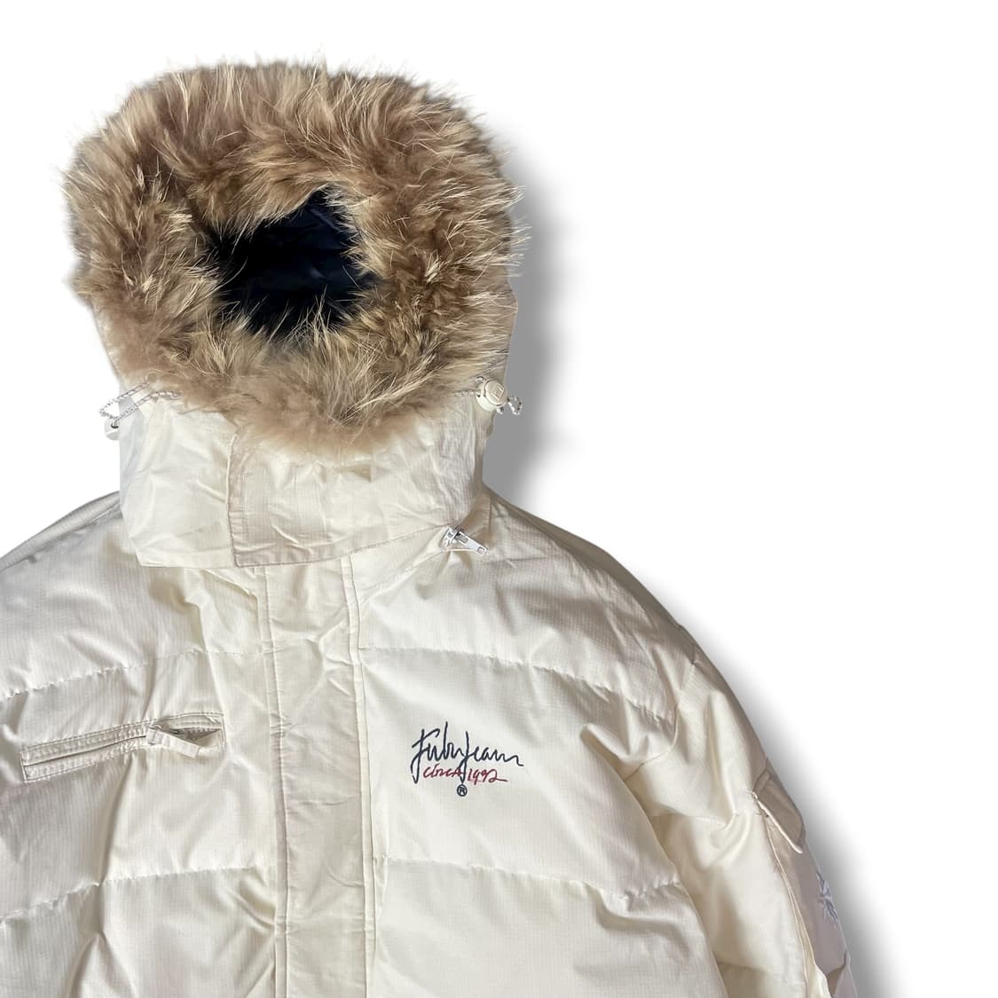 후부 올드스쿨 레터링 덕다운 화이트 패딩 100 상품이미지3