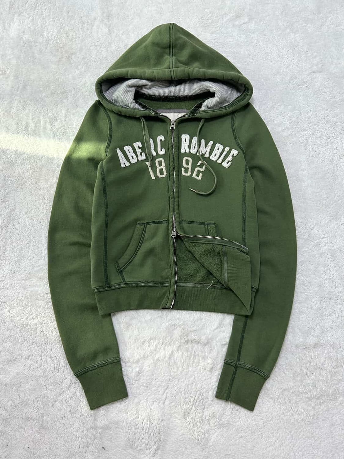 아베크롬비 빅로고 카키 투웨이 후드집업 상품이미지6