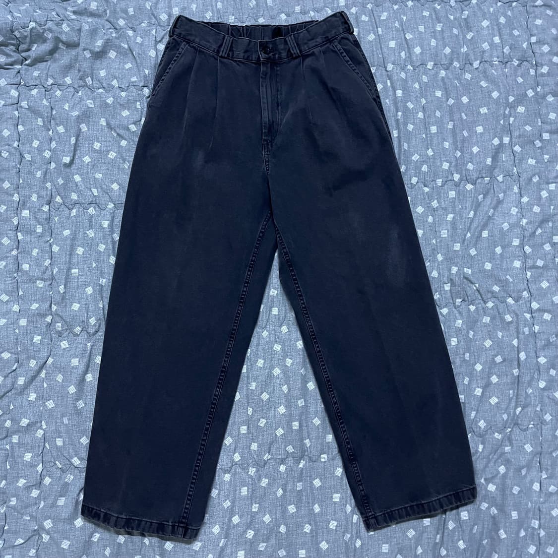 [거의 새상품, M] GU 슈퍼와이드 데님 팬츠 슬랙스 블랙 상품이미지2