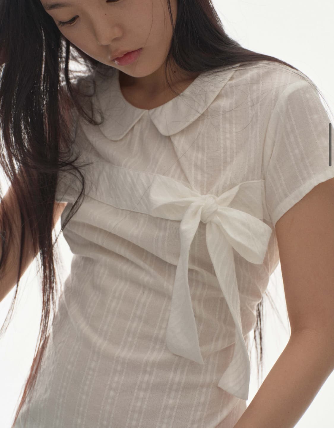 코이세이오 보우 블라우스BOW BLOUSE WHITE 블라우스 반팔 리본 상품이미지2