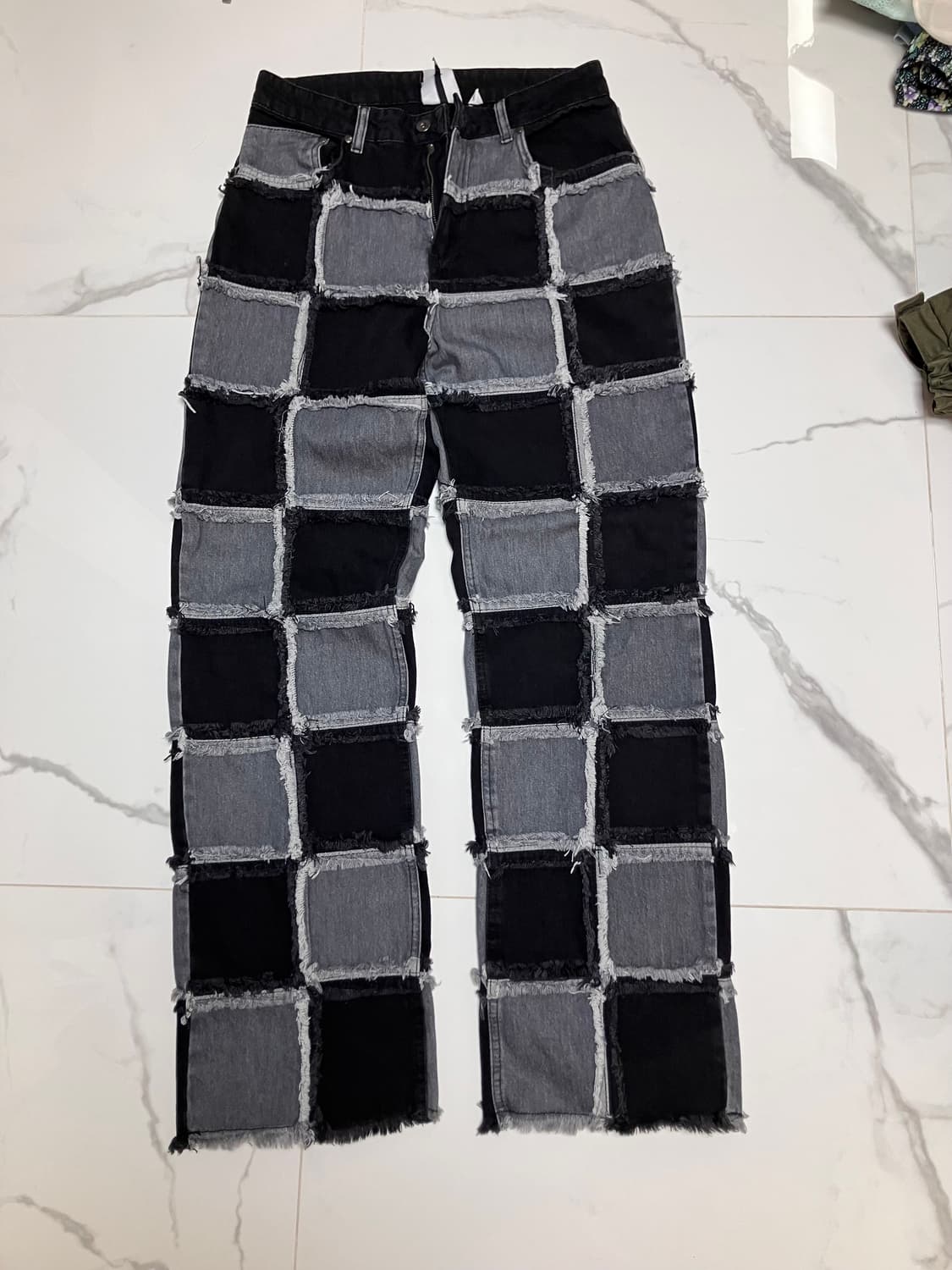 The Ragged Priest 흑청 체커보드 패치워크 데님 상품이미지1