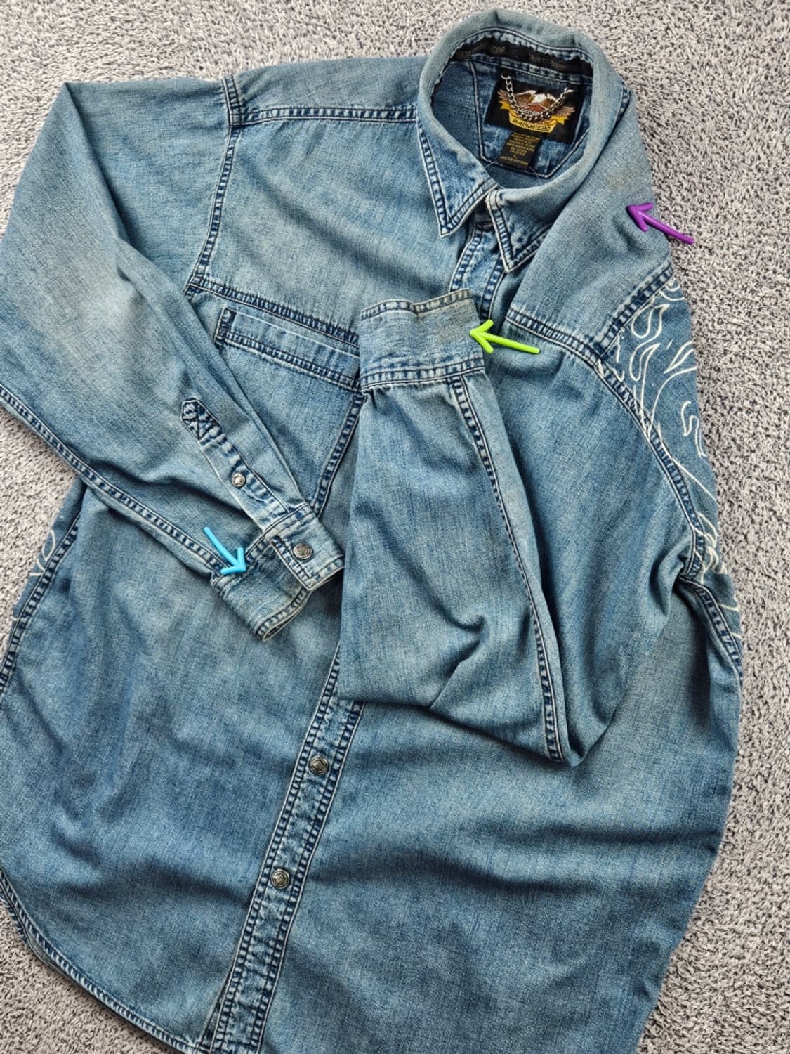 할리데이비슨 백 프린팅 데님 바이커 셔츠 ( L ) / 11114 상품이미지6