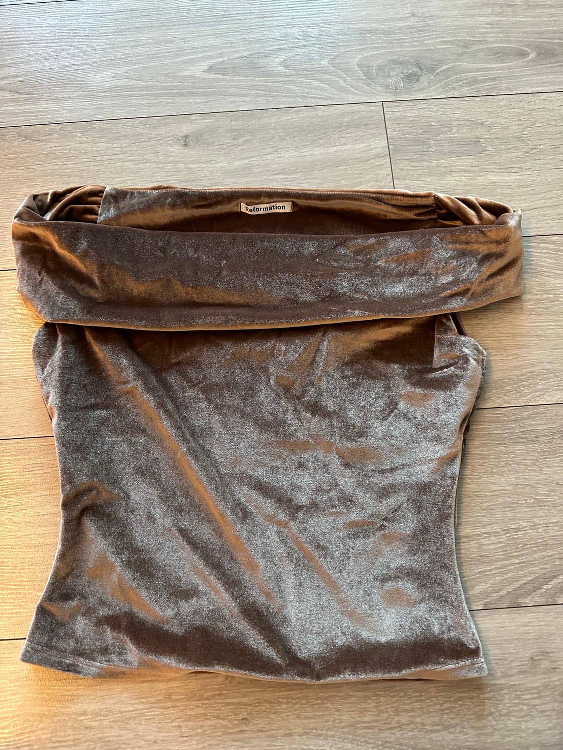 Reformation 리포메이션 브라운 셀로 니트 벨벳 오프숄더 탑 XS 상품이미지5
