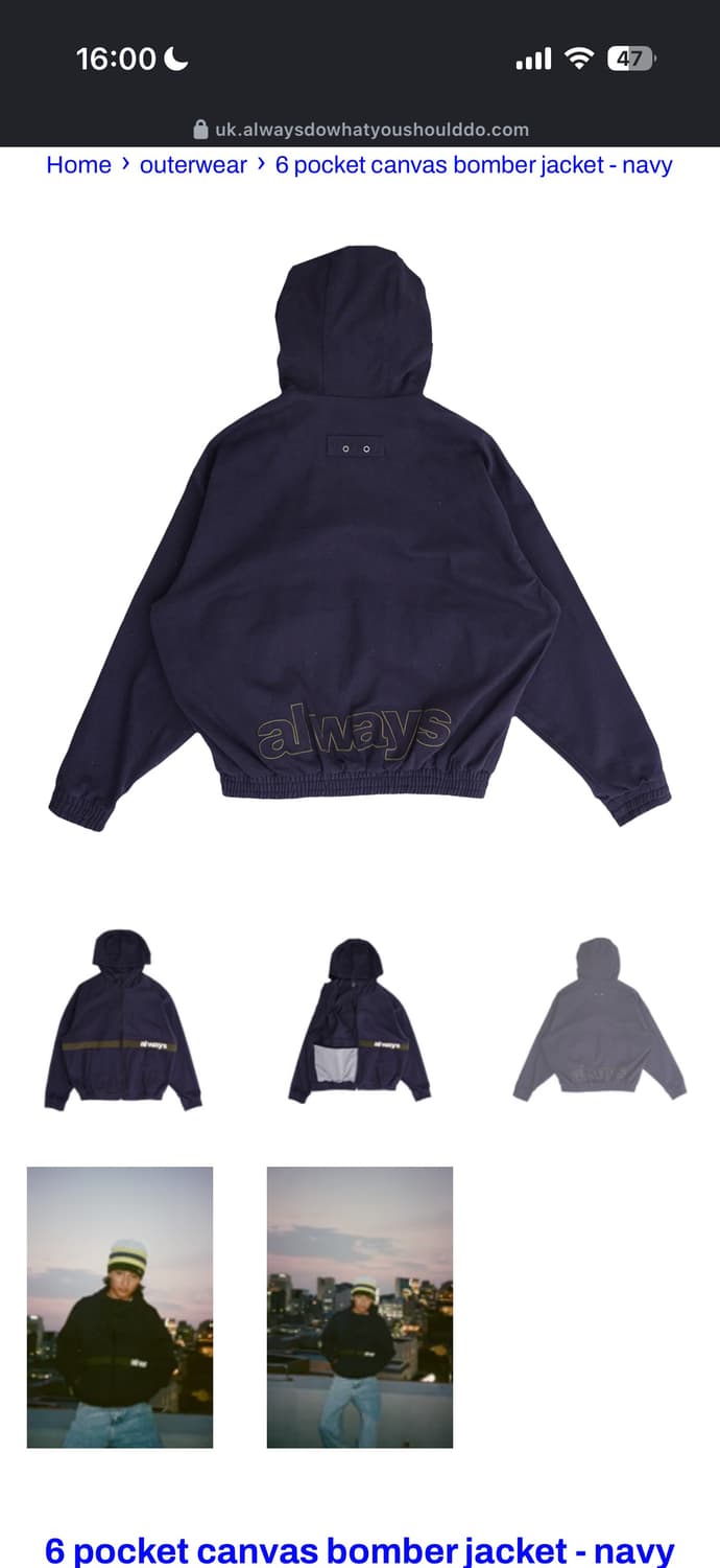 alwaysdowhatyoushoulddo 네이비 후드집업 상품이미지5