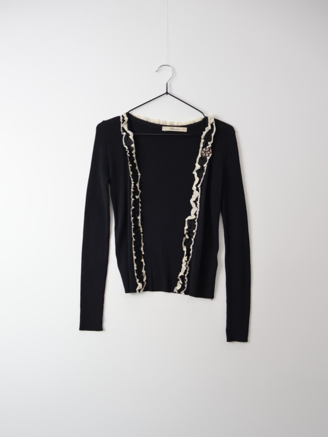 'Blumarine' Ruffle Trim Ribbed Cardigan 상품이미지3