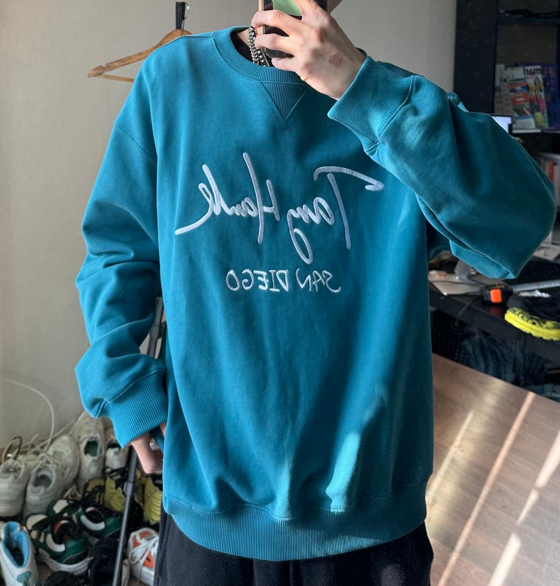 Tony hawk 로고 맨투맨 터쿼이즈 상품이미지1