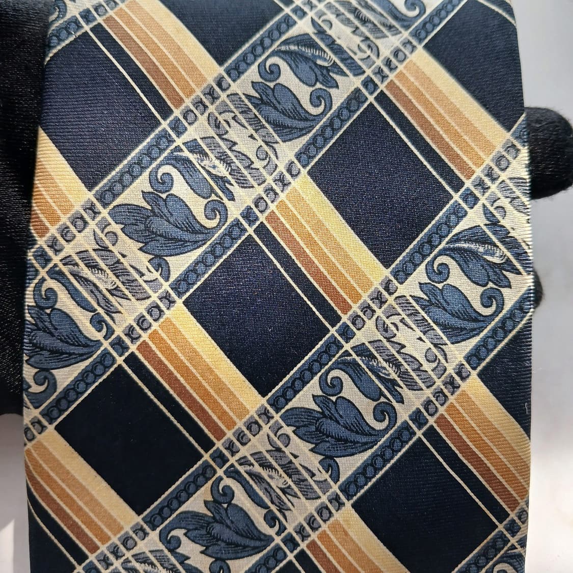 피에르 발망 실크 네이비 체크 넥타이 9.6cm A등급 A18649
 상품이미지7