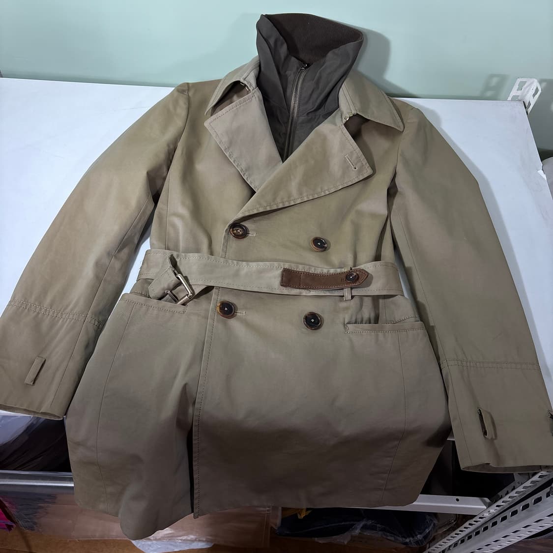 우먼M 시스템 베이지 로브 레이어드 트렌치코트 상품이미지2