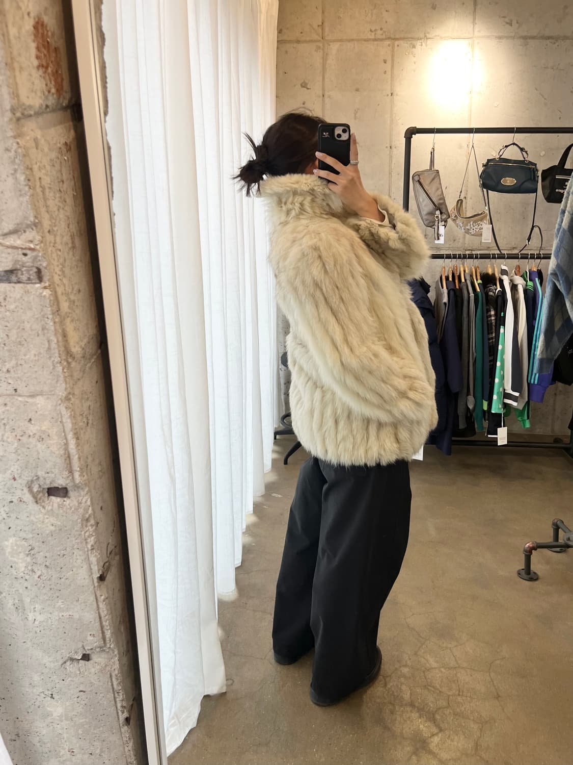 리얼 폭스퍼 모피코트 아아보리 상품이미지5