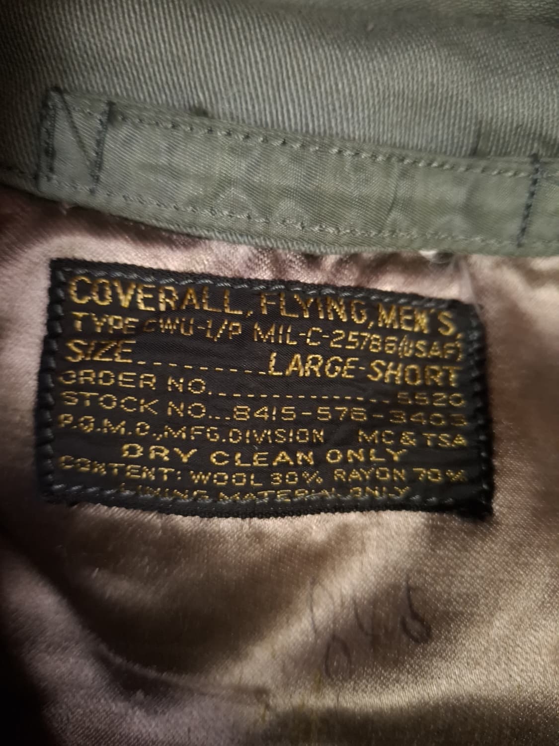 오리지날 미공군 블랙라벨 CWU-1/P 항공 커버올 상품이미지4