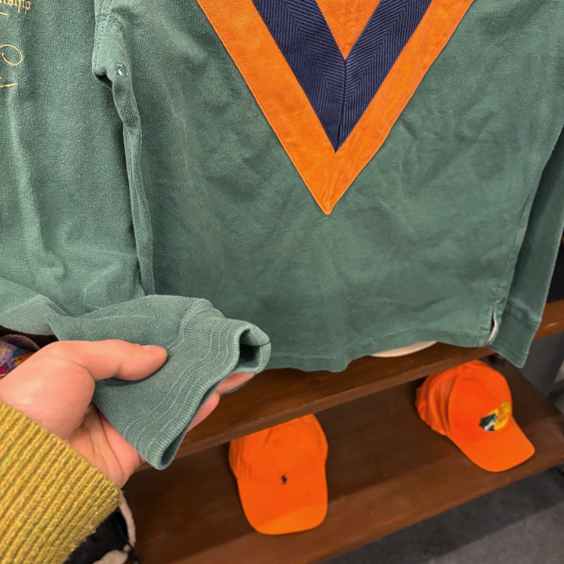 90s 폴로 랄프로렌 골프클럽 자수 빅V패치 헤비코튼 럭비셔츠 N605 상품이미지4