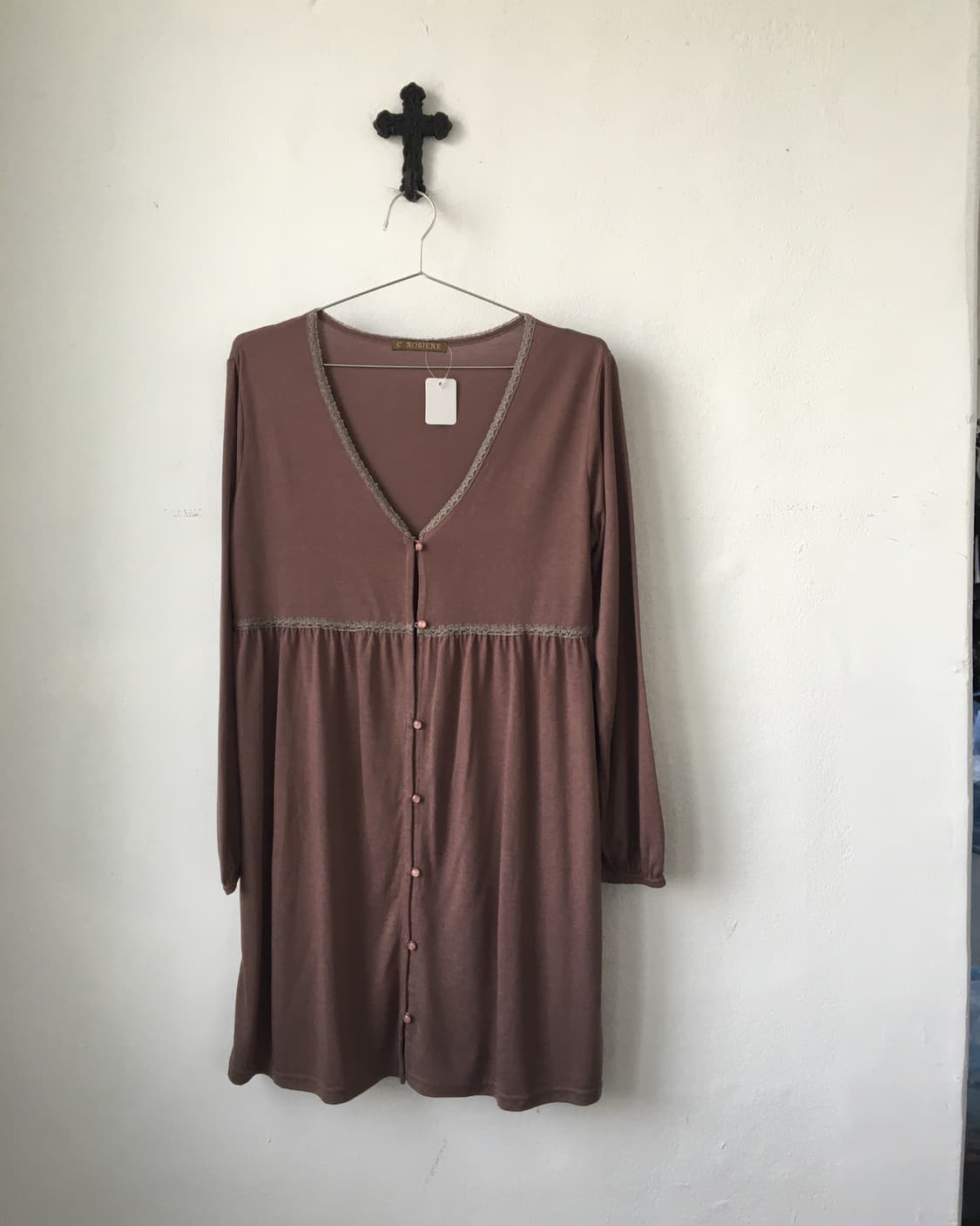 Lace trimming long cardigan 상품이미지2
