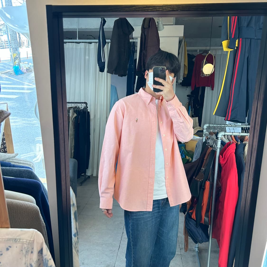 XL) 폴로 랄프로렌 인디핑크 솔리드 옥스포드 셔츠 상품이미지1