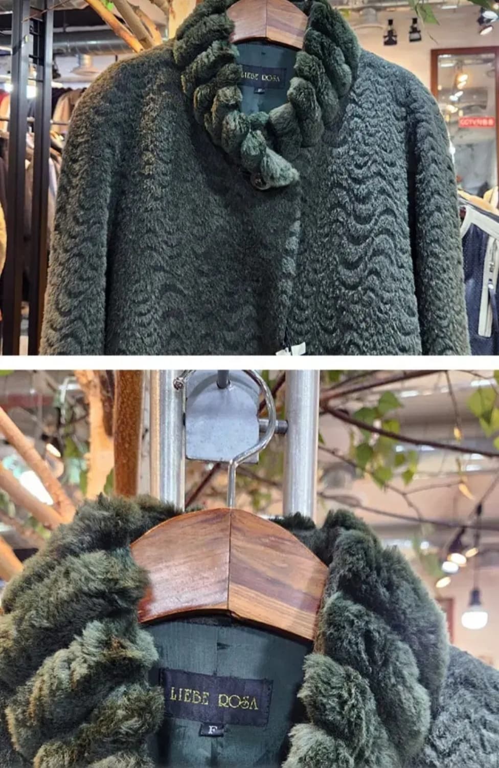 LIEBE ROSA 알파카 울 블랜드  카키 롱 빈티지 코트 상품이미지4