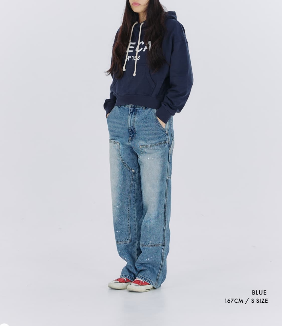 M 31 32 41 새제품 에이카화이트 더블니 페인티드 팬츠 연청 청바지 상품이미지3