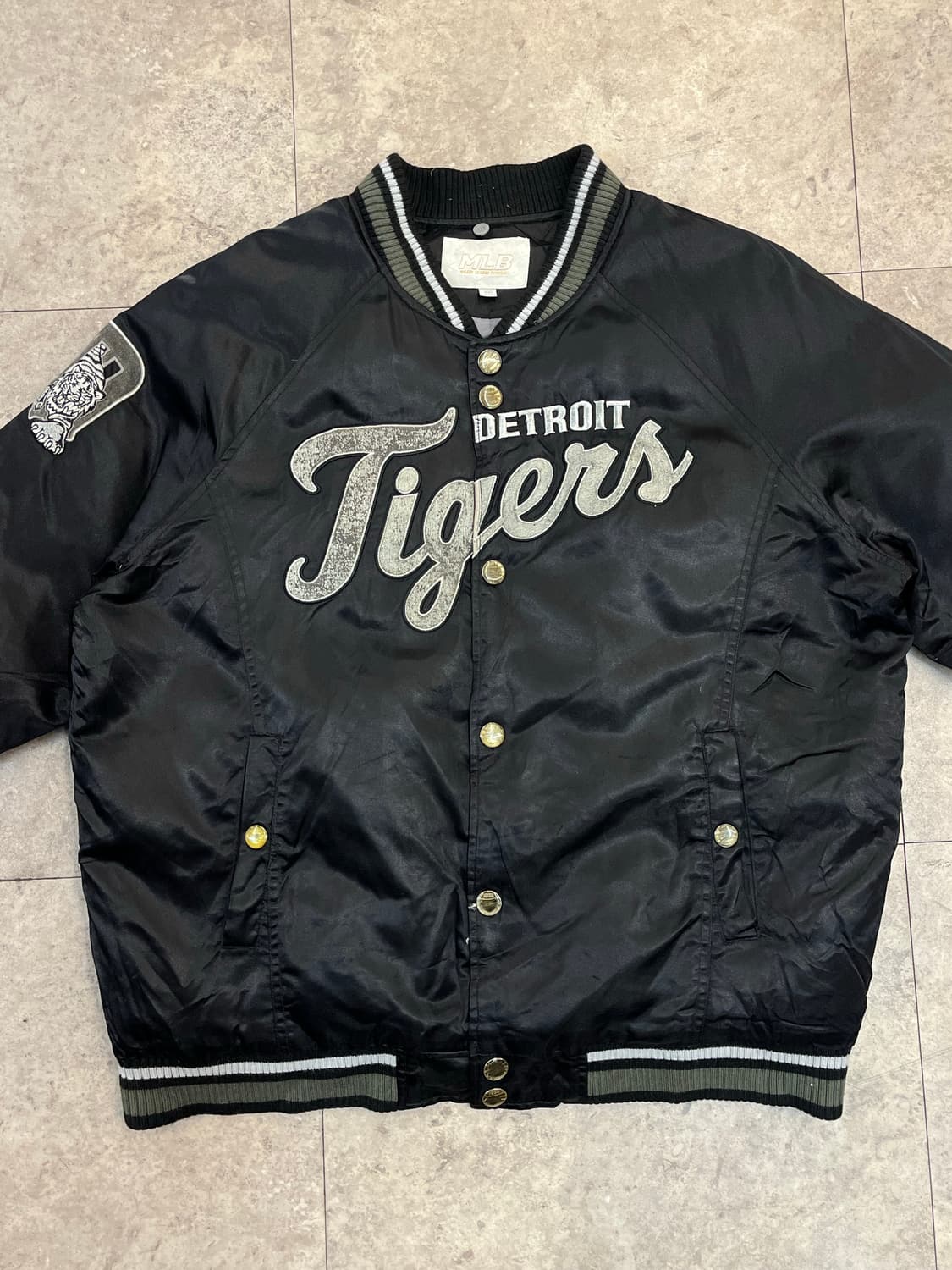 엠엘비 디트로이트 타이거즈 새틴 바시티 자켓 블랙 100 #csz2676 상품이미지4
