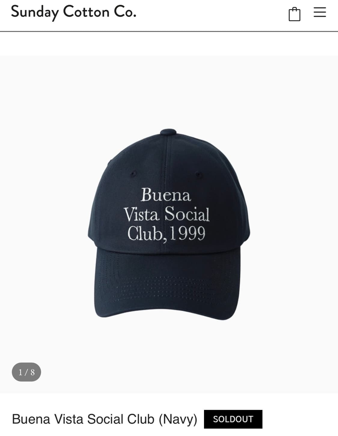 선데이 코튼 컴퍼니 볼캡 buena bista (navy) 상품이미지1