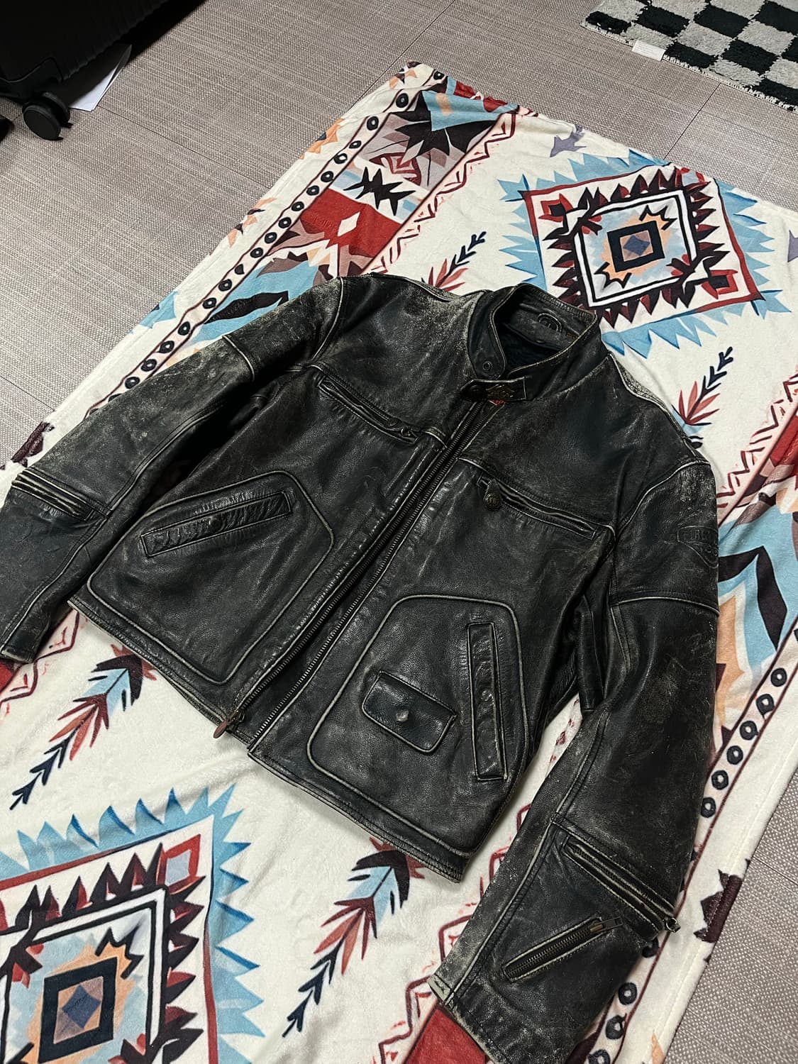 90's 퍼스트 기어 소가죽 모터사이클 자켓 42~44 상품이미지2
