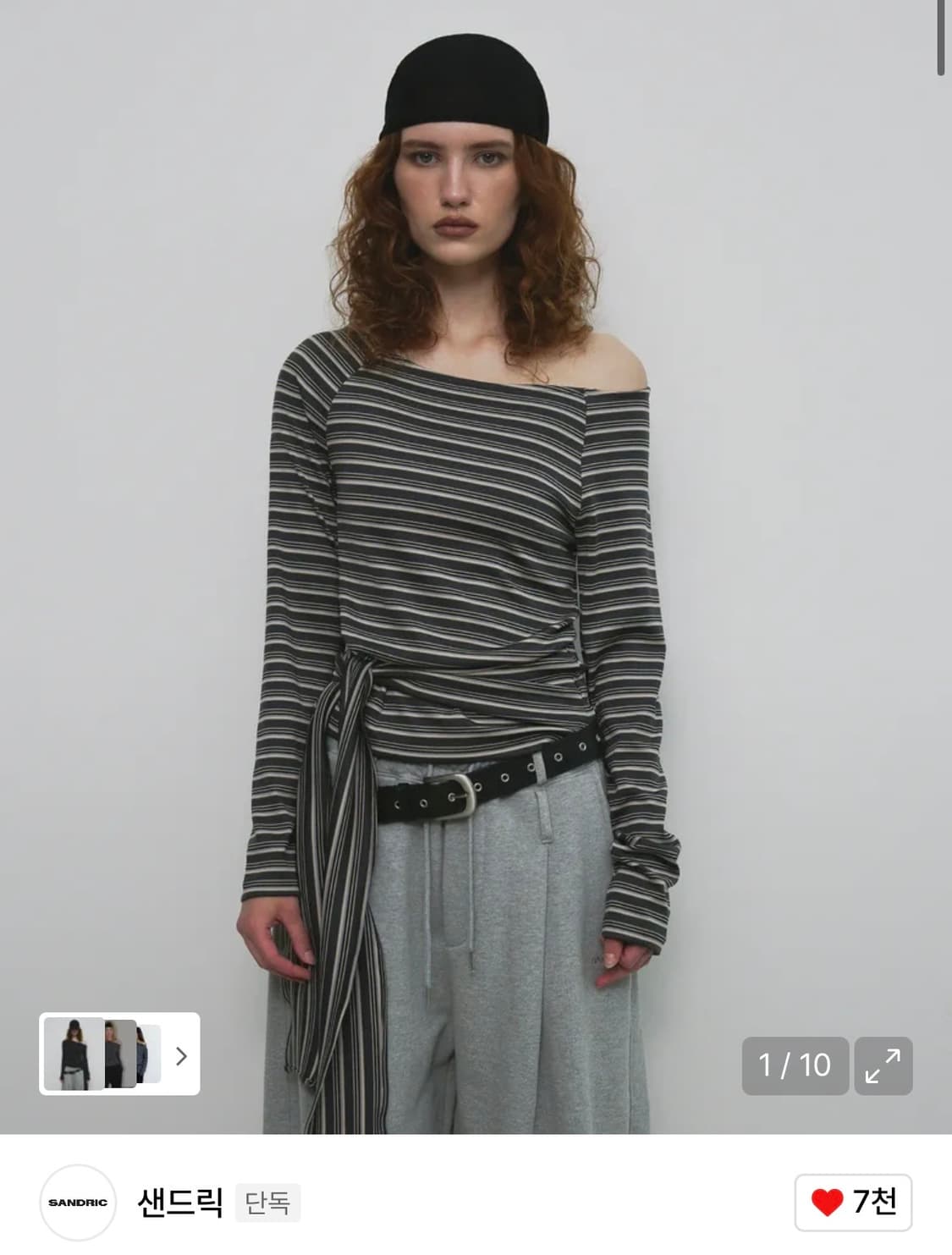 샌드릭 스트라이프 스트랩 티셔츠 상품이미지1