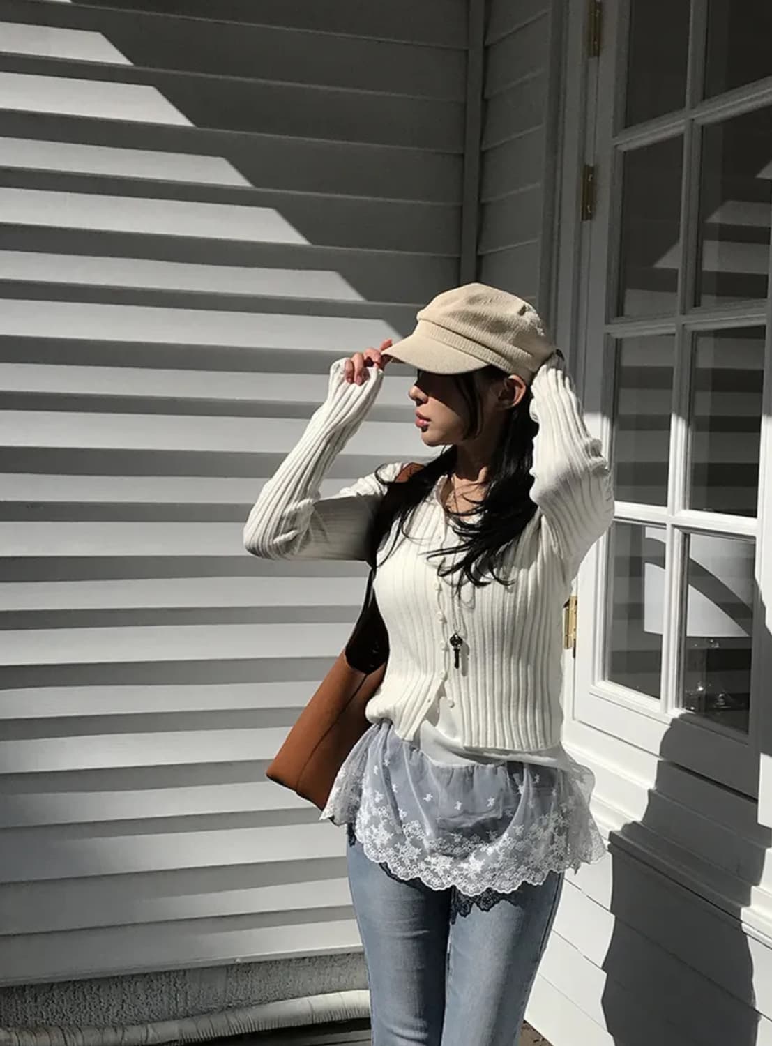 골지 브이넥 가디건 상품이미지1