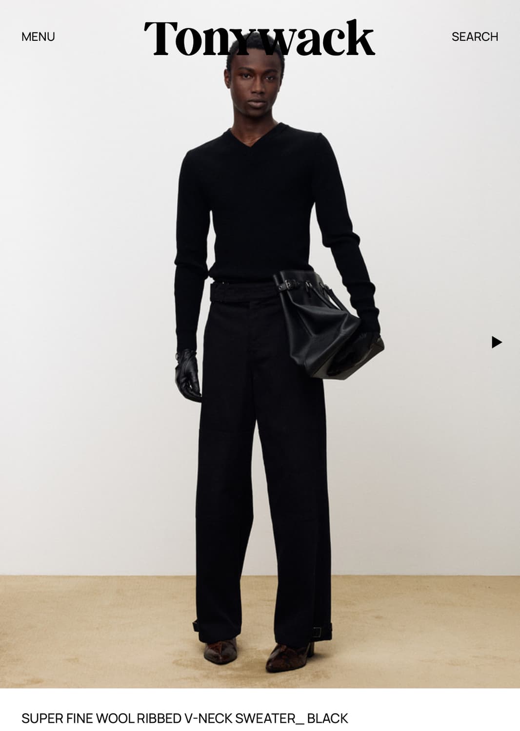 TONYWACK 브이넥 니트 블랙 L 새상품 상품이미지1