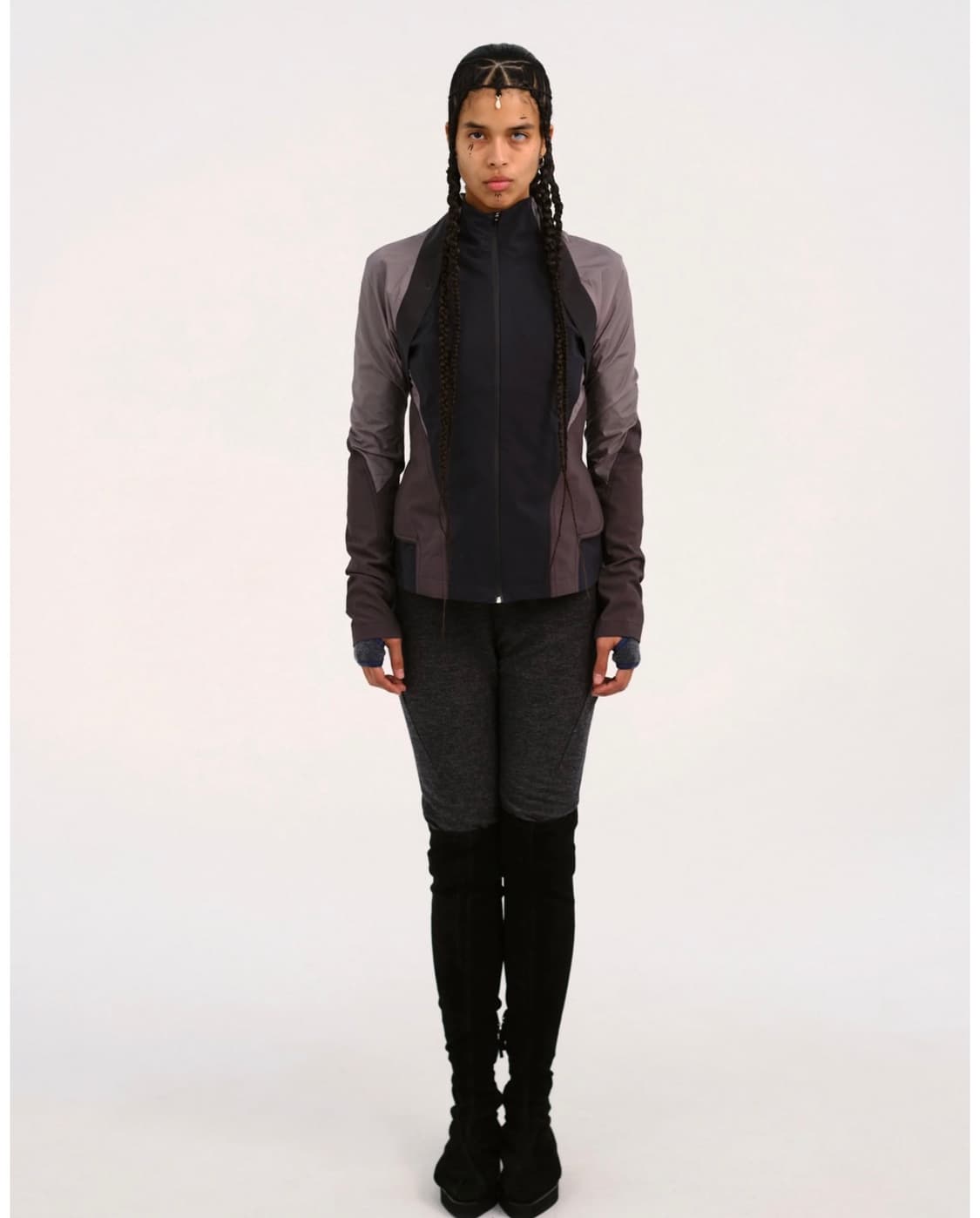 혜인서 패널드 윈드브레이커 애쉬퍼플 미드나잇 자켓 새상품 2사이즈 상품이미지4