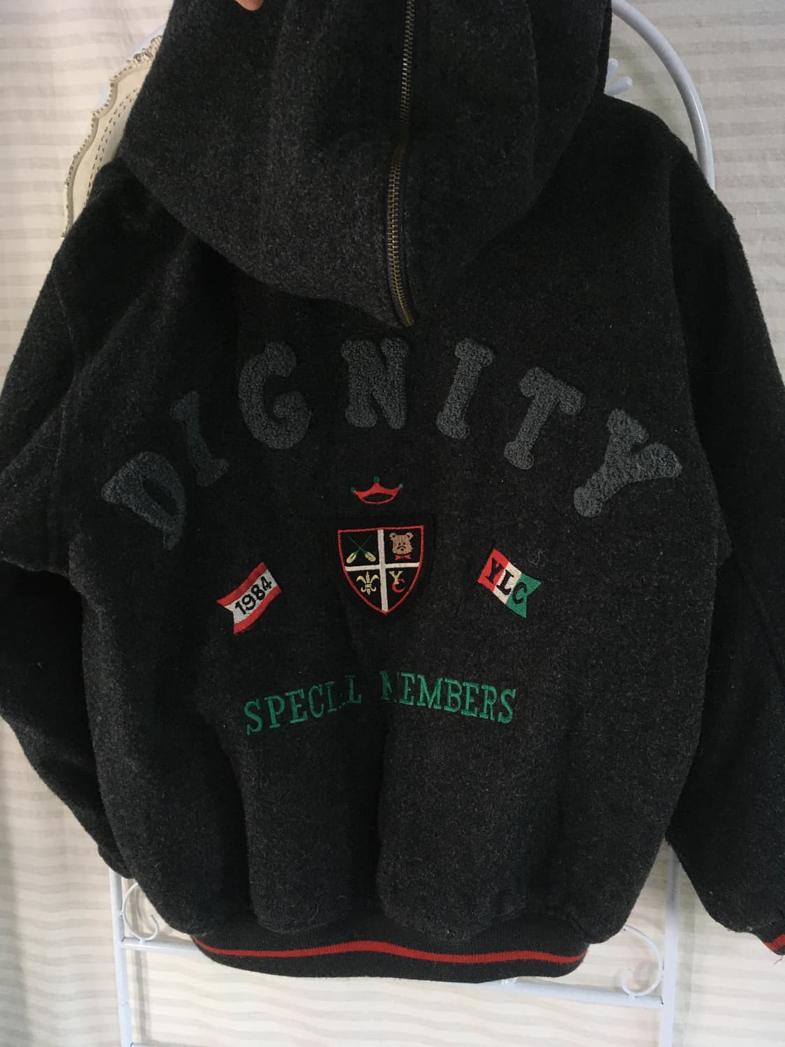 일본빈티지 차콜 후드 패치 자수 베어 후드 점퍼 상품이미지9