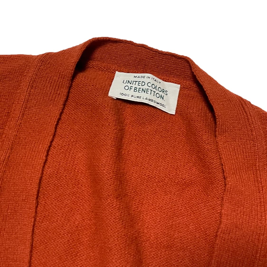 베네통 램스 울 오렌지 가디건 상품이미지5